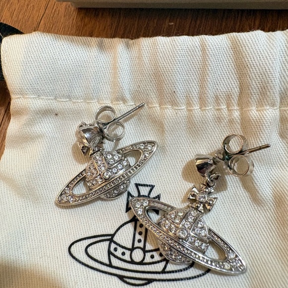 Vivienne Westwood Jewelry - Vivienne Westwood Silver Orb Stud Earrings with Crystal Accents